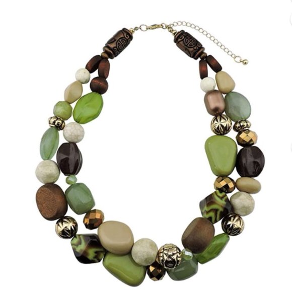 Bocar 2 Layer Statement Chunky Beaded Fashion Collar Necklace for Women Gifts, 1 - Picture 1 of 6